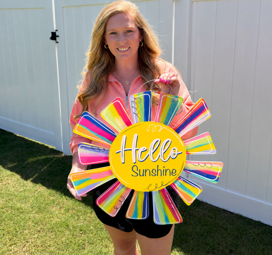 Color Burst Hello Sunshine Door Hanger