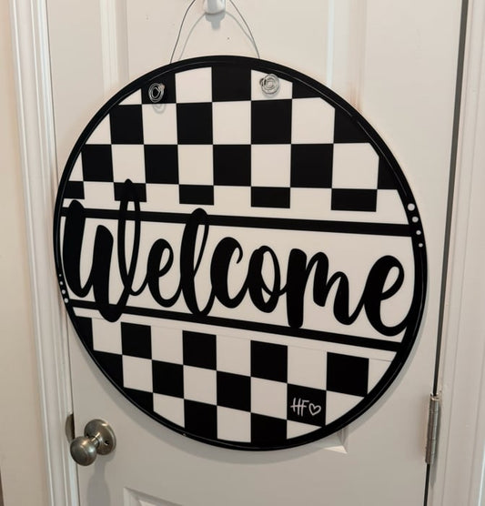 Checkerboard Welcome Door Hanger
