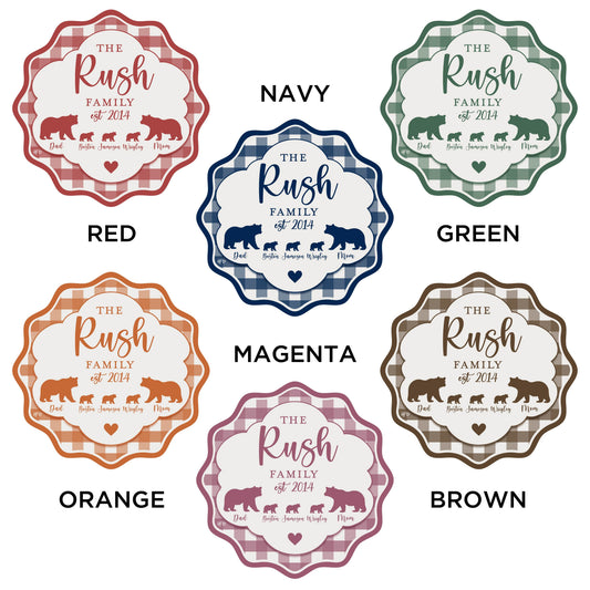 Classic Checkered Personalized Bear Family Sign (CUSTOM)
