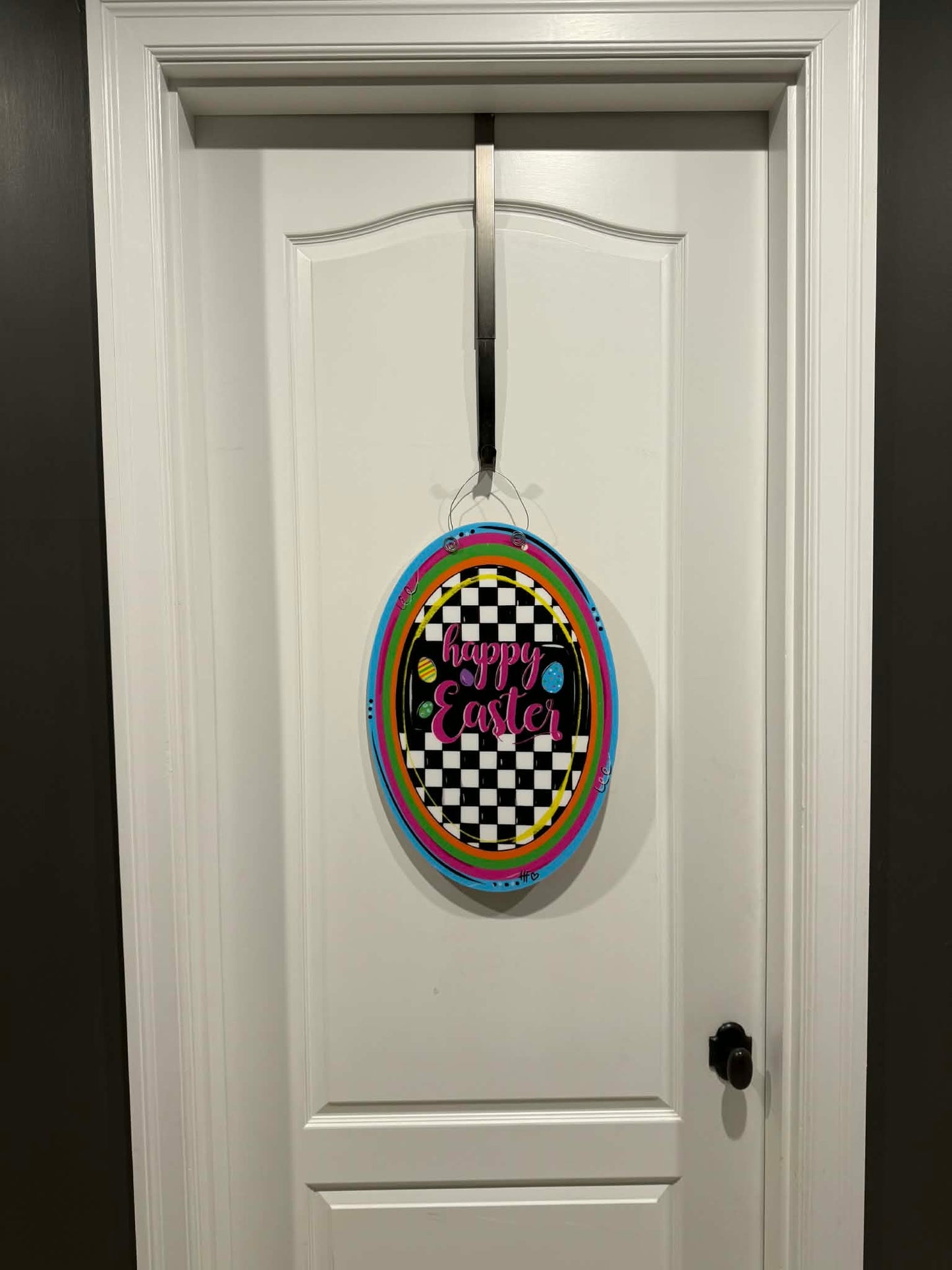 Checkerboard Happy Easter Egg Door Hanger