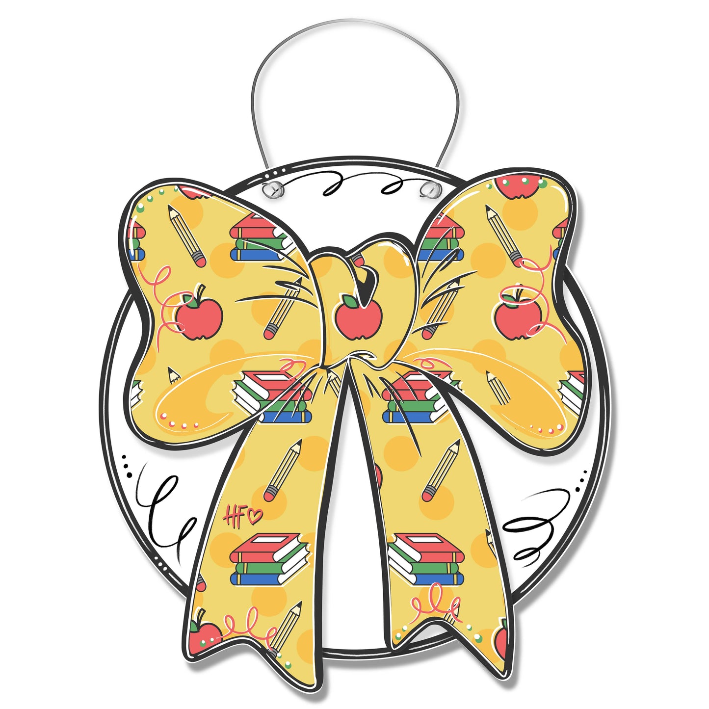 Back to School Apple Bow Door Hanger