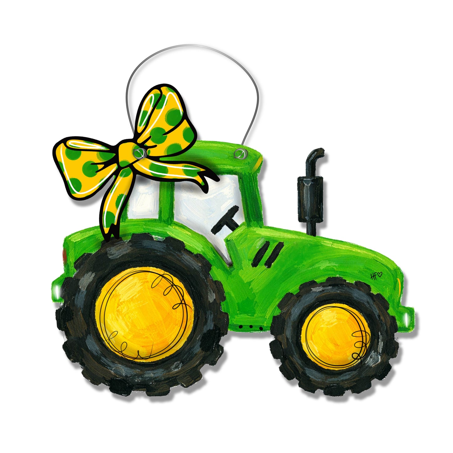 Green Tractor with Bow Door Hanger
