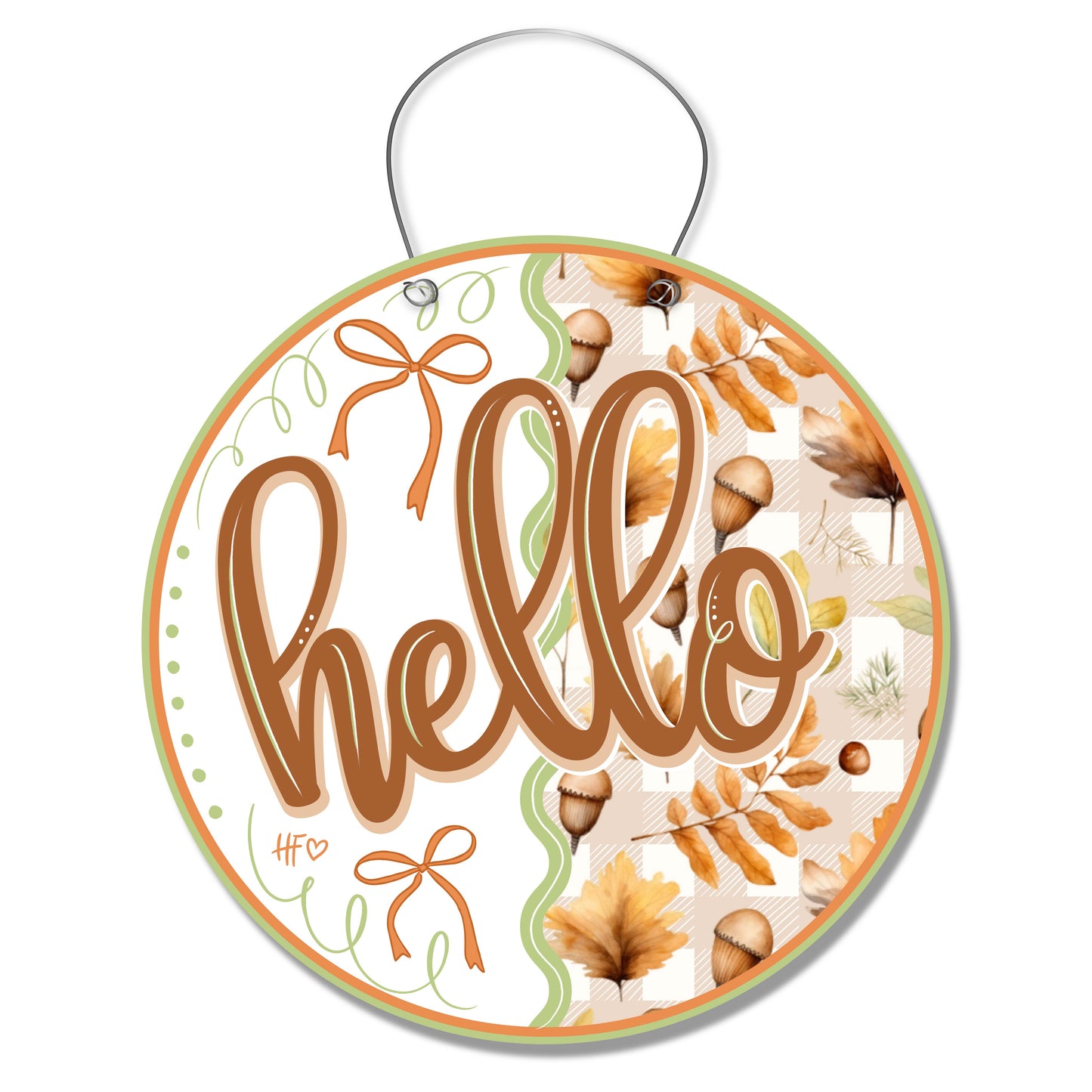 Hello Fall Pattern Circle Door Hanger