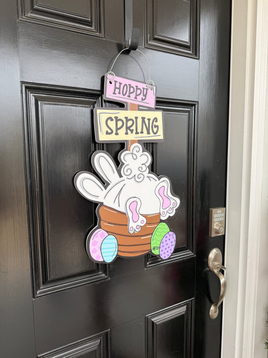 Hoppy Spring Easter Basket Door Hanger