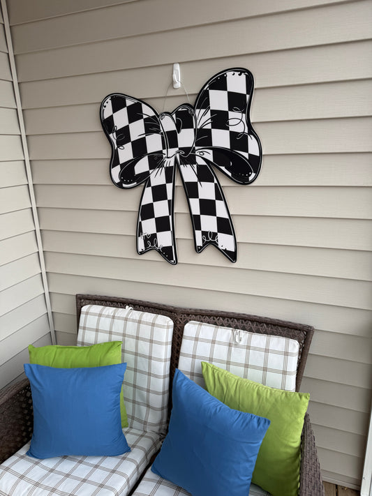 Checkerboard Bow Door Hanger