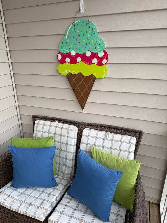 Spring Ice Cream Cone Door Hanger