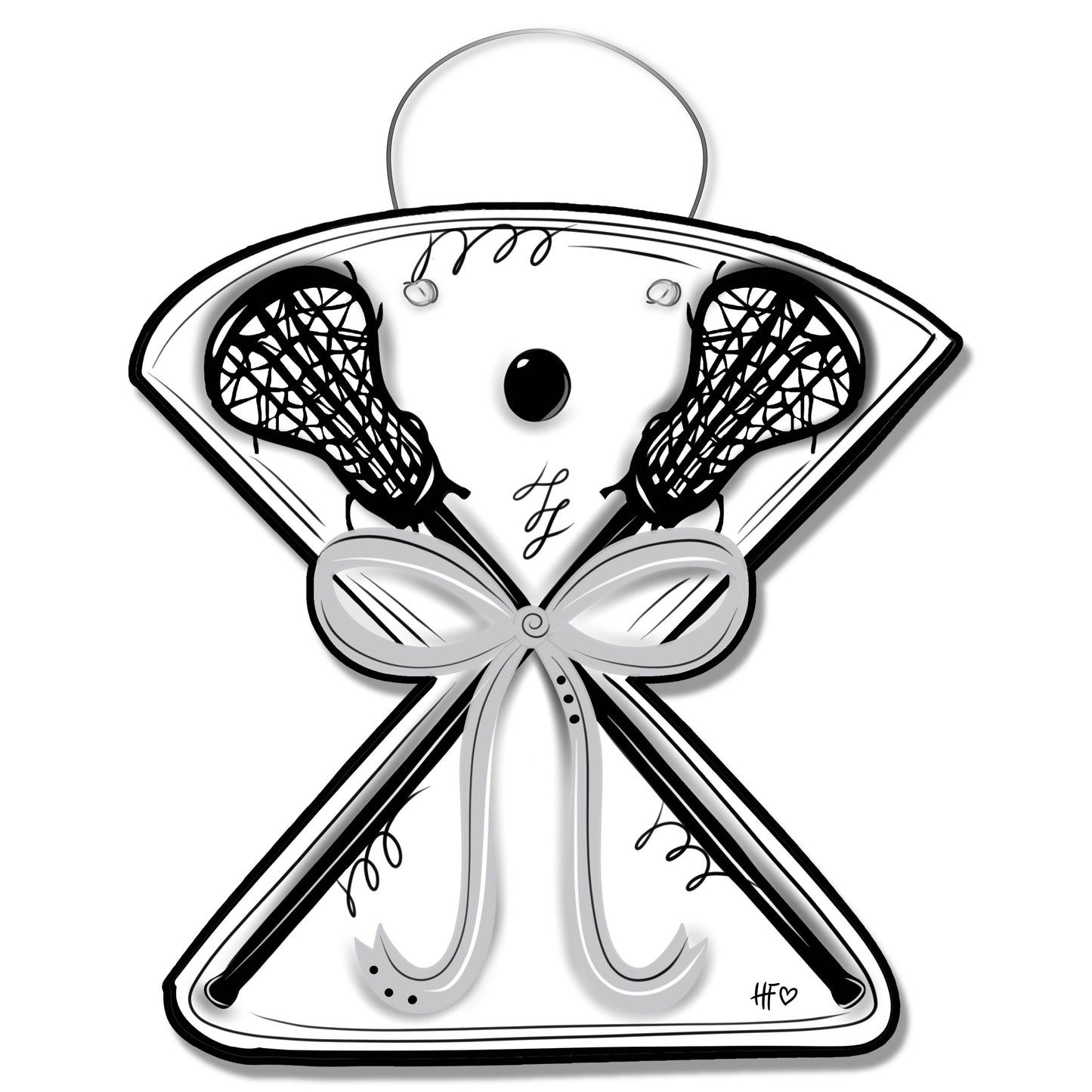 Lacrosse Grey Crossed Sticks Door Hanger