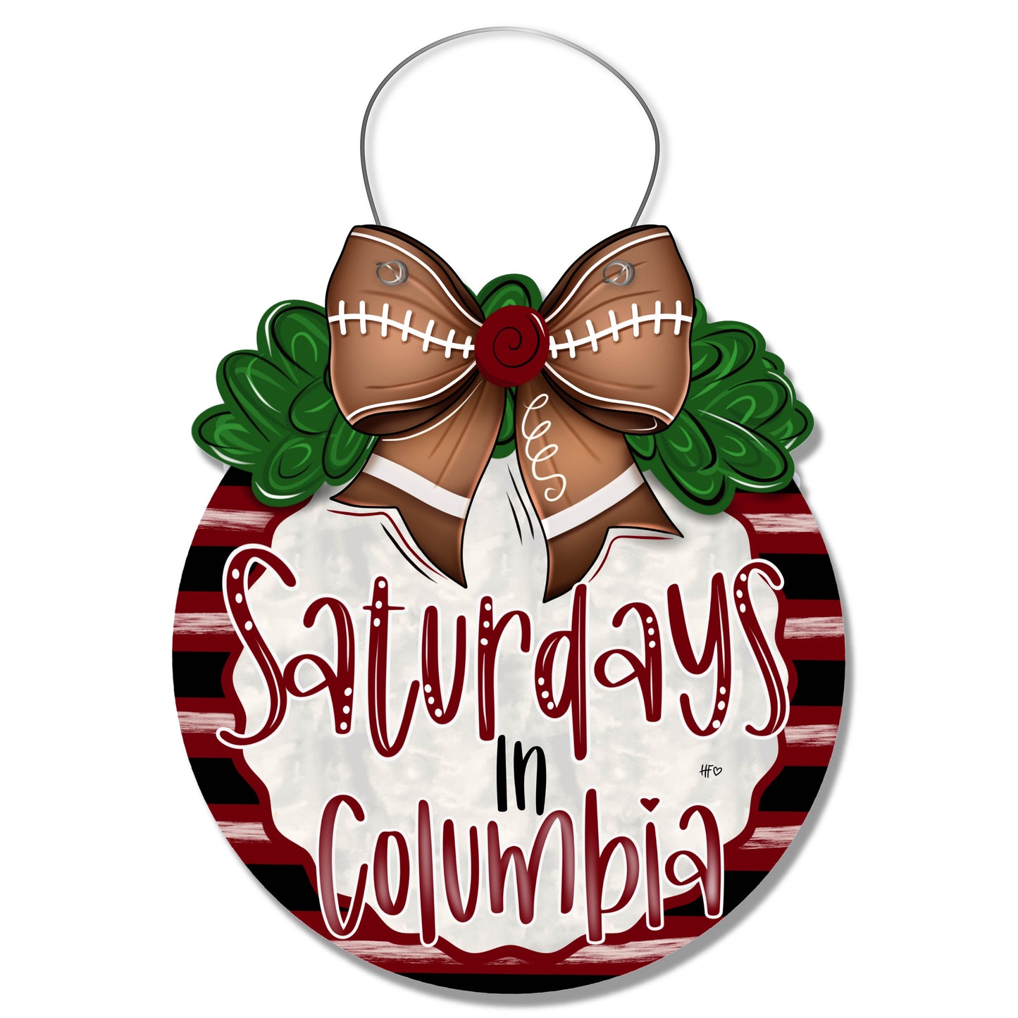 Maroon and Black Football Door Hanger