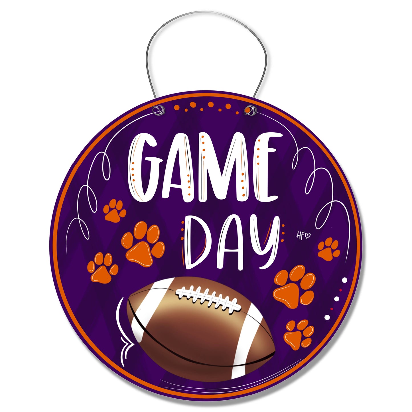 Orange and Purple Game Day Door Hanger