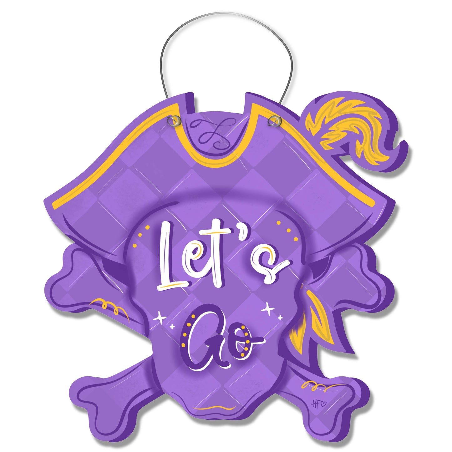 Purple & Gold Let's Go Door Hanger