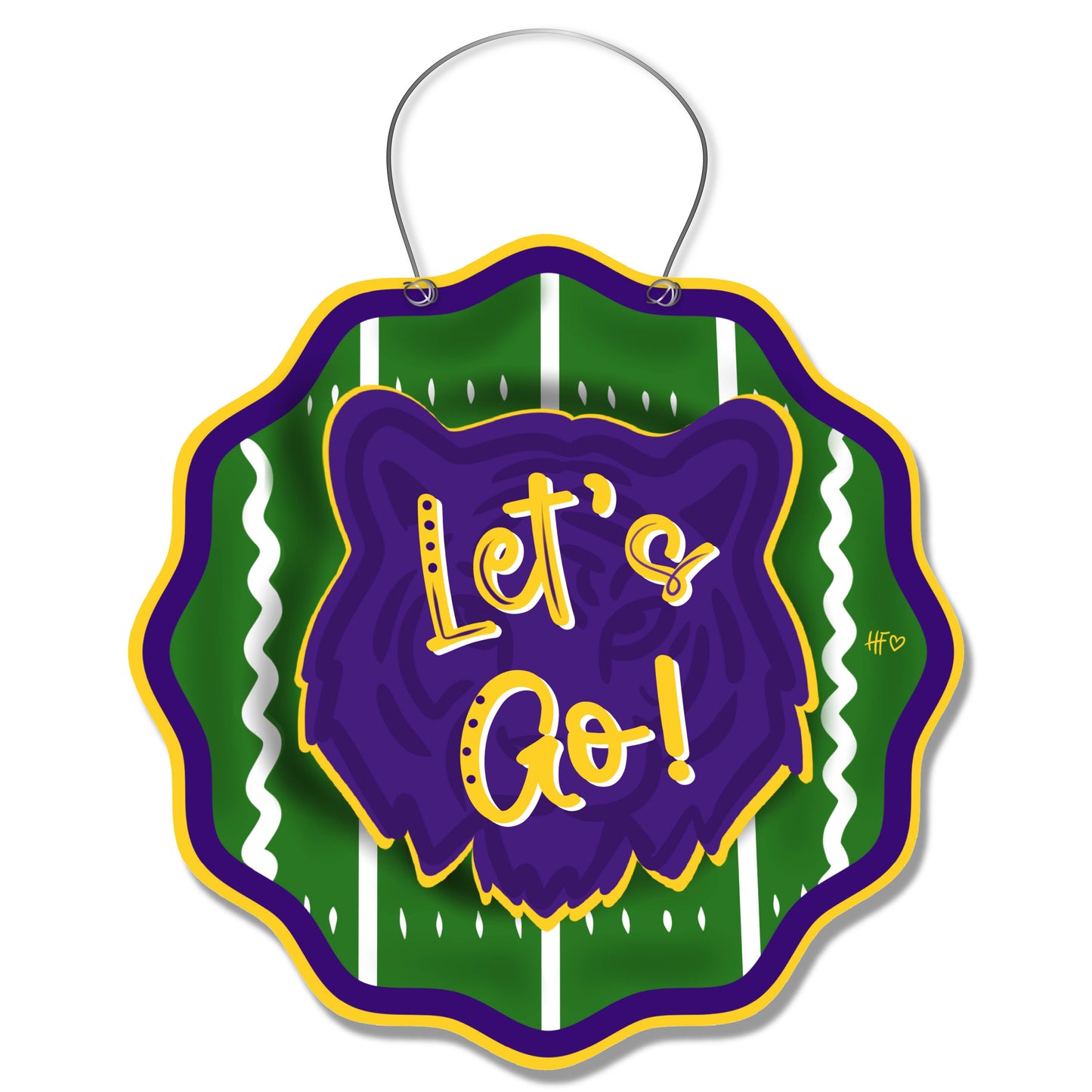 Purple & Gold Let's Go Tiger Door Hanger