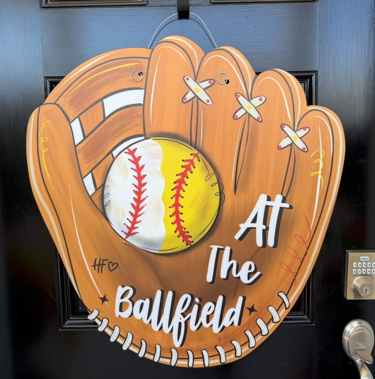 Baseball/Softball At the Ball Field Door Hanger