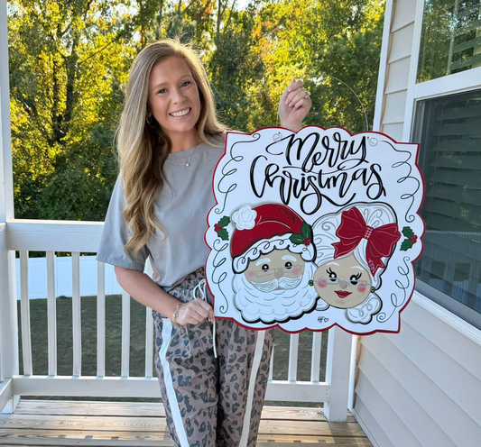 Festive Couple Christmas Door Hanger