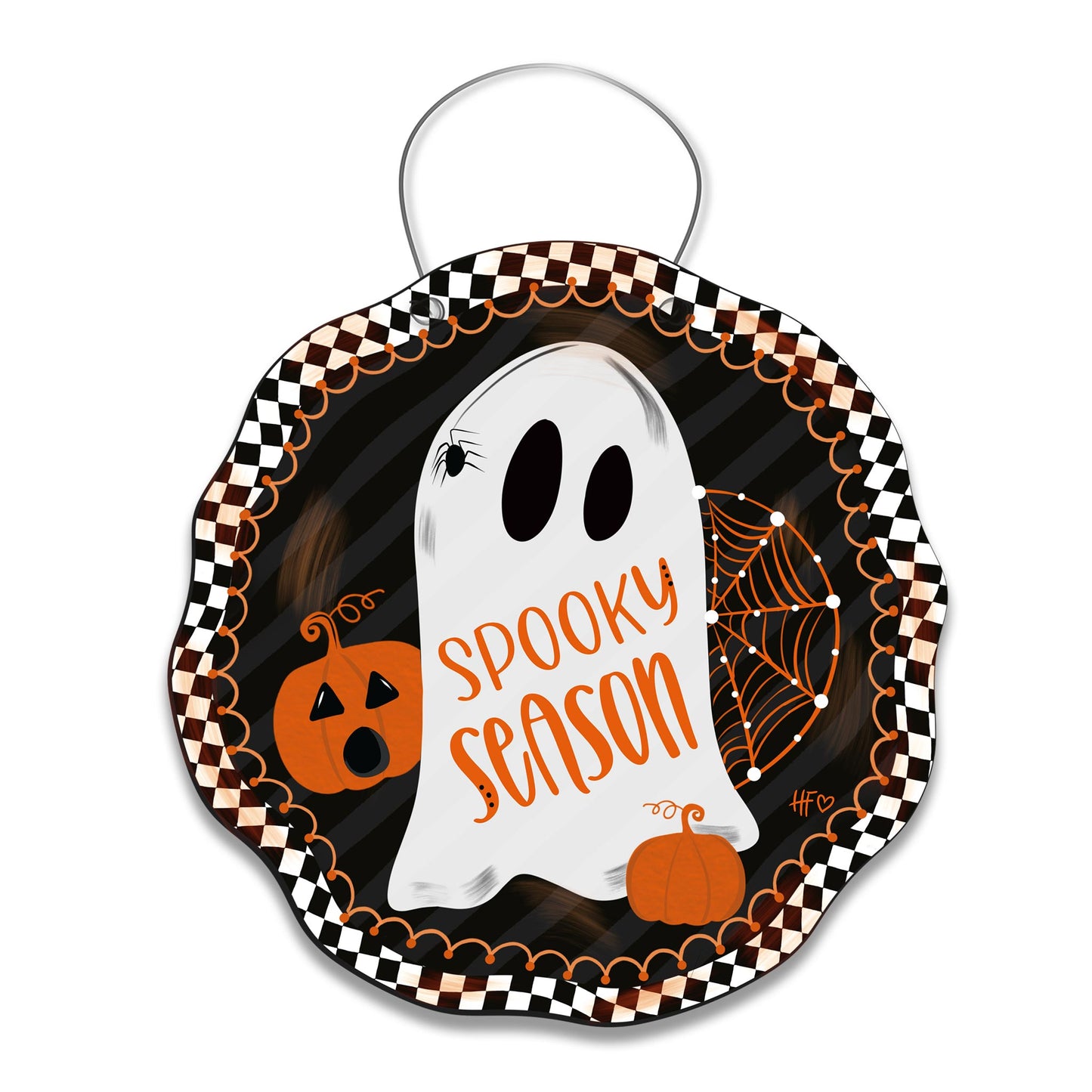 Spooky Ghost Halloween Circle Door Hanger