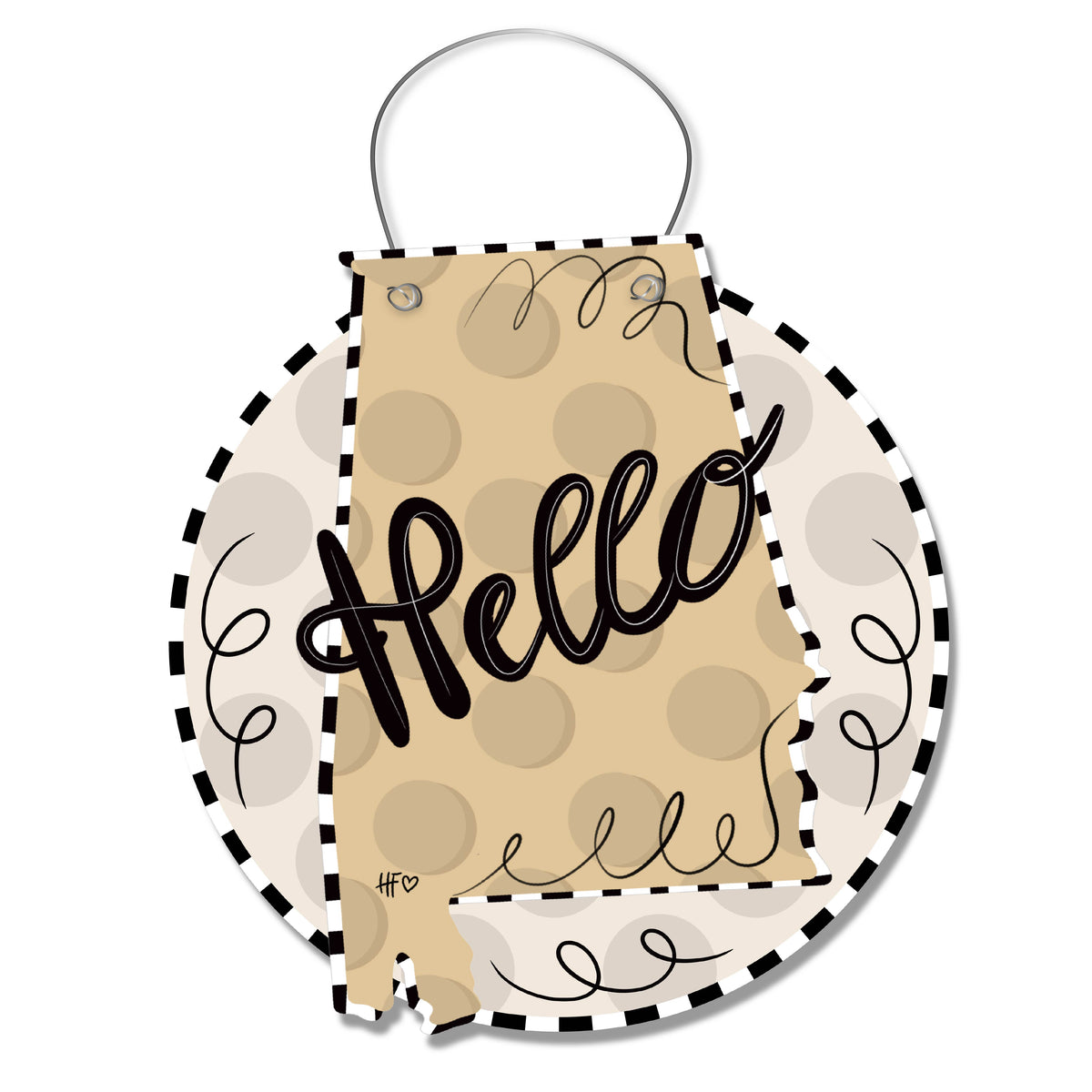 Dot States Alabama Door Hanger