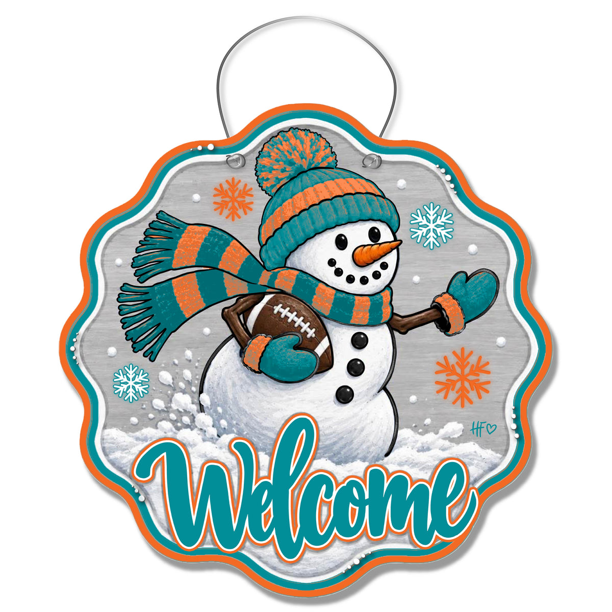 MIA Snowman Football Door Hanger