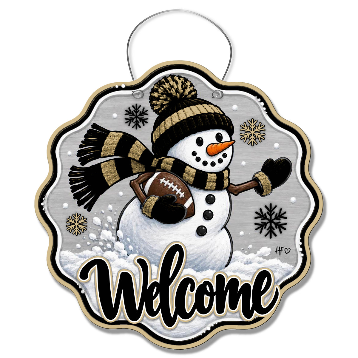 NO Snowman Football Door Hanger