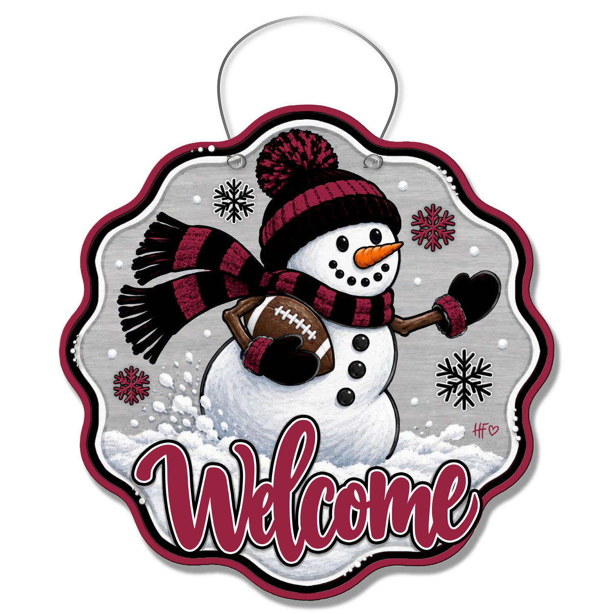 ARI Snowman Football Door Hanger