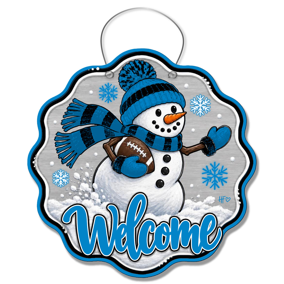 CAR Snowman Football Door Hanger