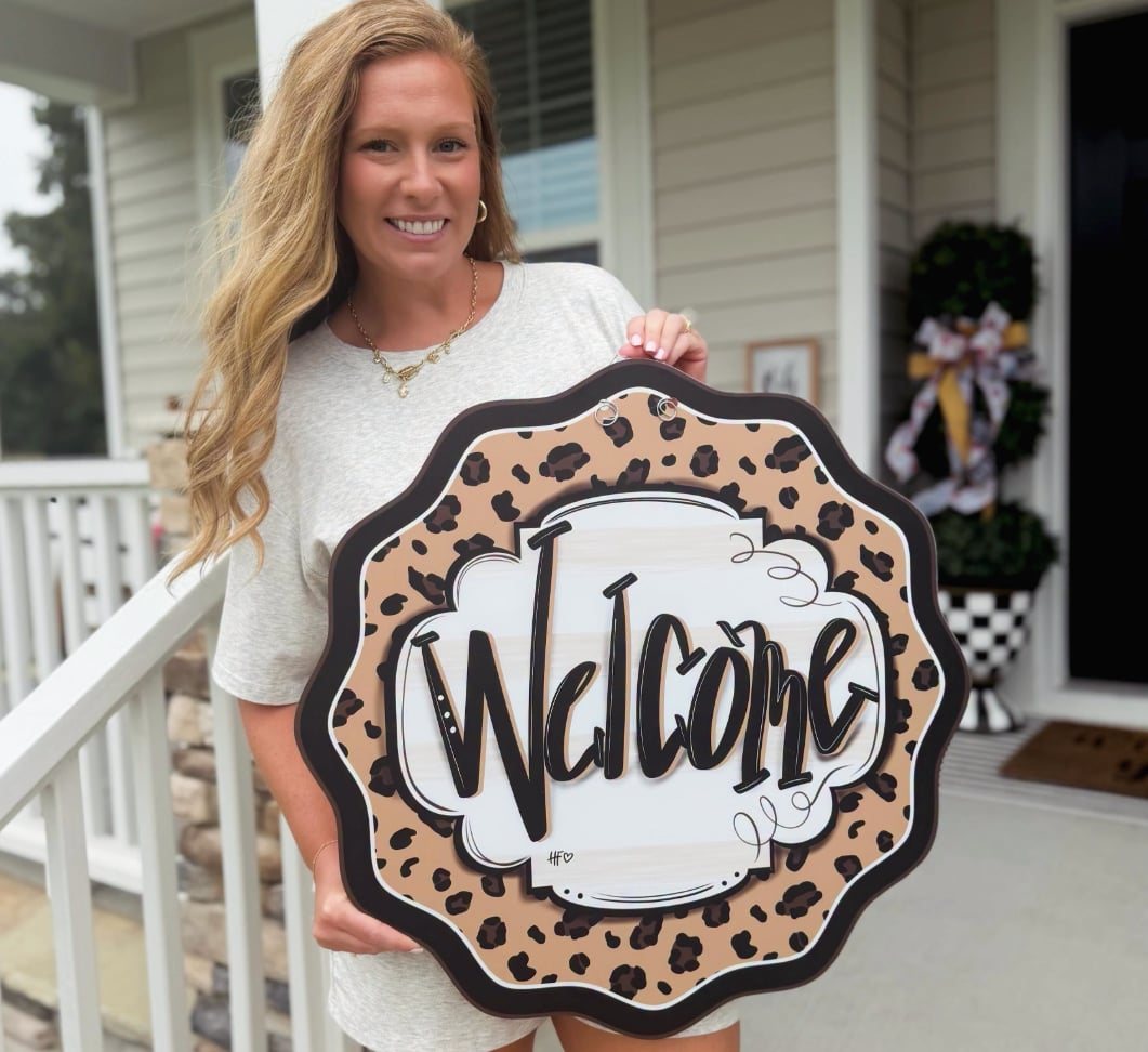 Leopard Cheetah Welcome Door Hanger