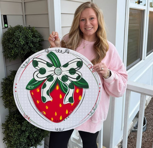 Polka Dot Strawberry Door Hanger