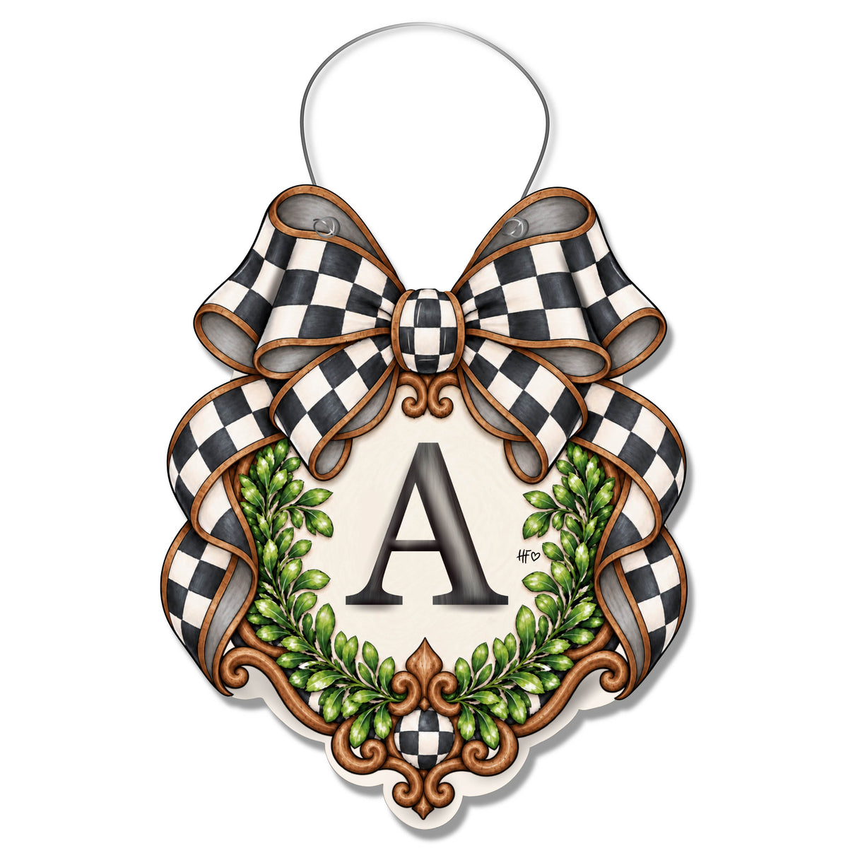 Fancy Crest Letter A Door Hanger