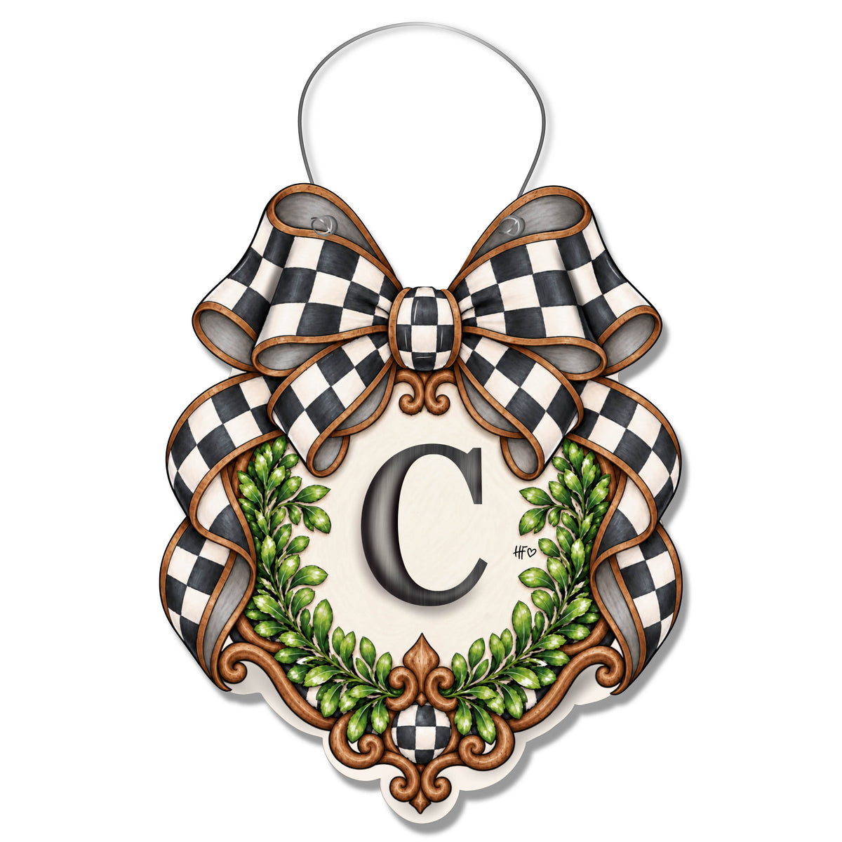 Fancy Crest Letter C Door Hanger