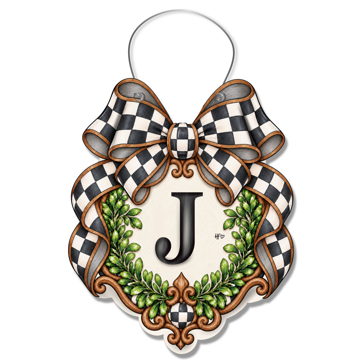Fancy Crest Letter J Door Hanger