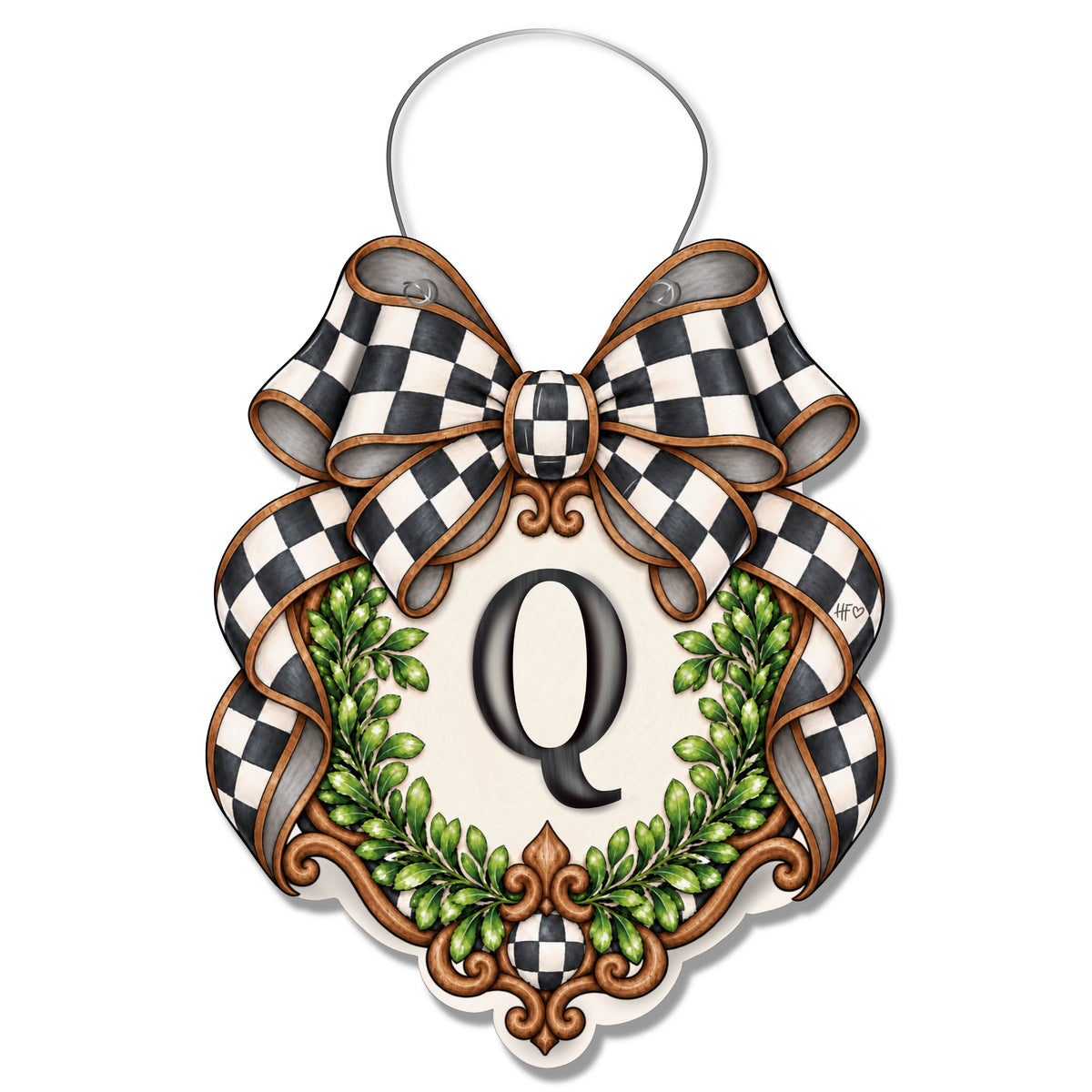 Fancy Crest Letter Q Door Hanger