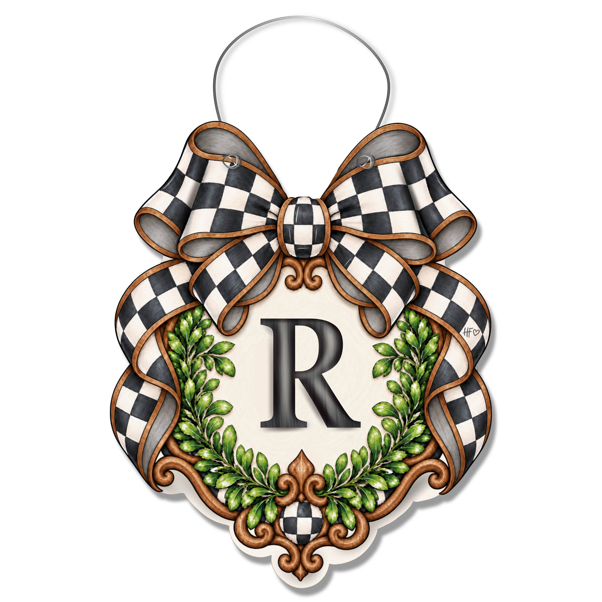 Fancy Crest Letter R Door Hanger