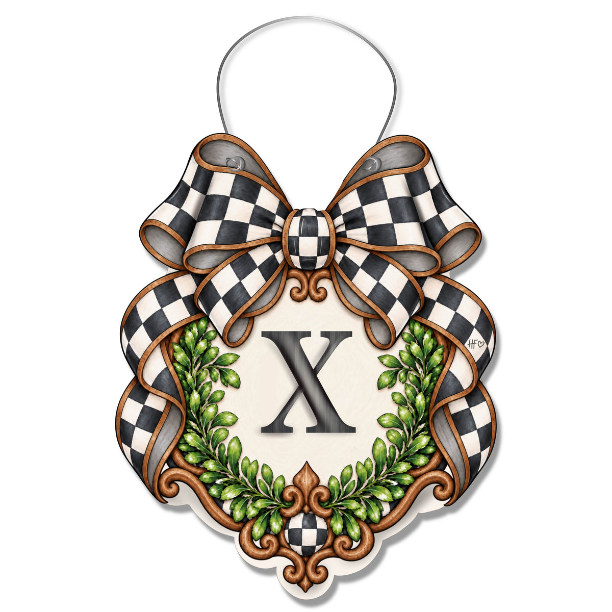 Fancy Crest Letter X Door Hanger