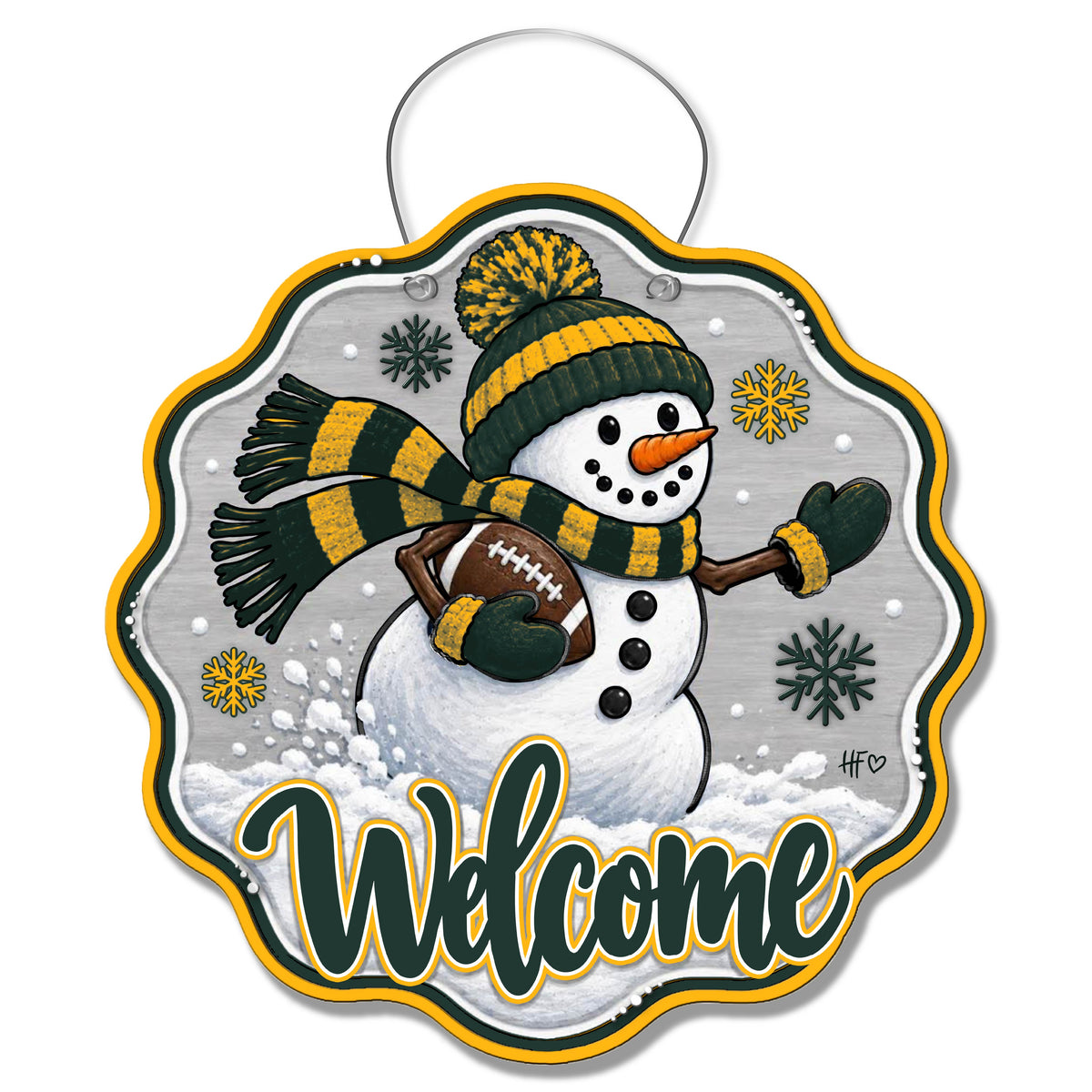GB Snowman Football Door Hanger