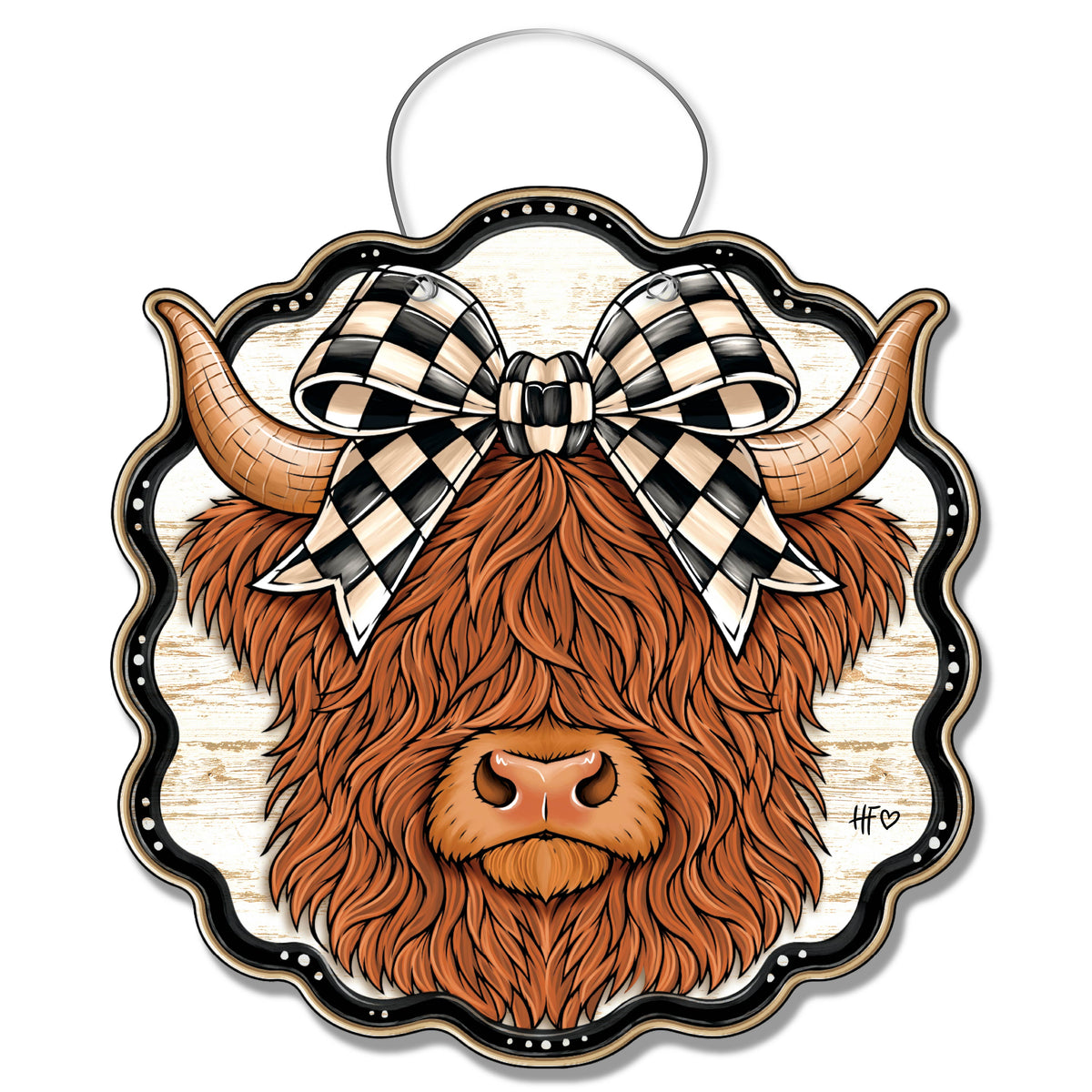 Highland Cow Chic Door Hanger