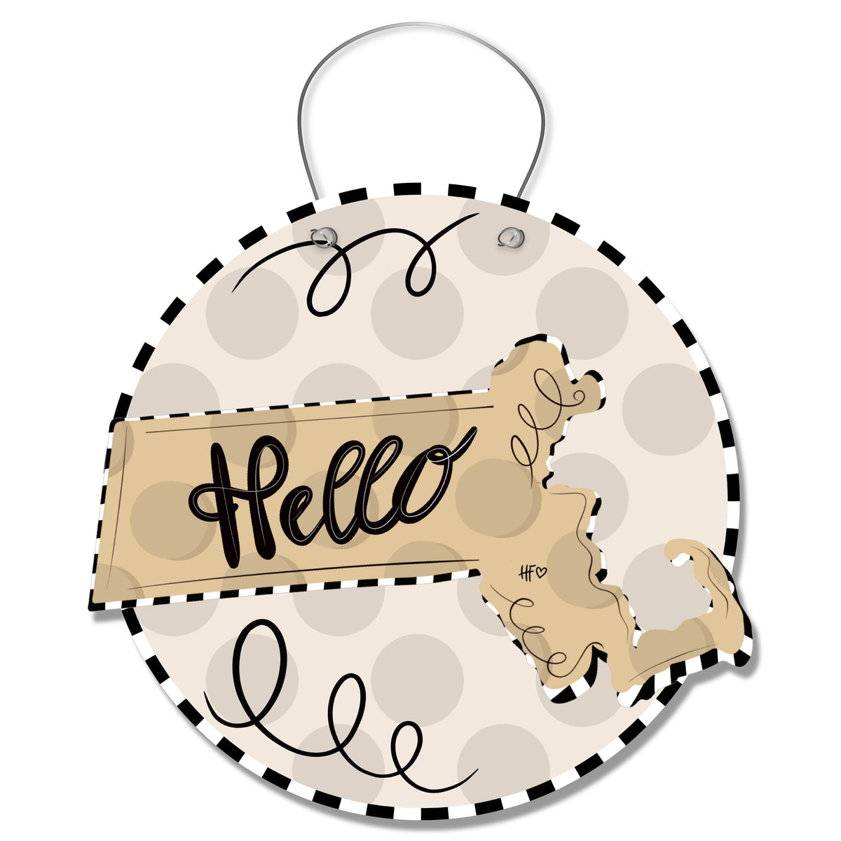 Dot States Massachusetts Door Hanger
