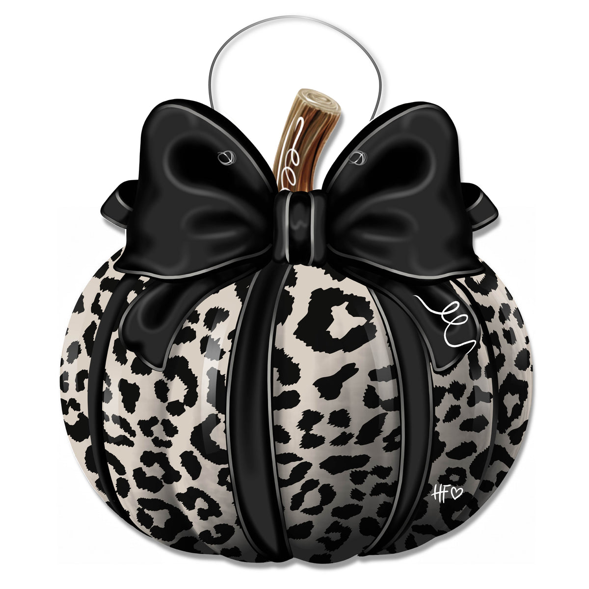 Metallic Leopard Pumpkin Door Hanger