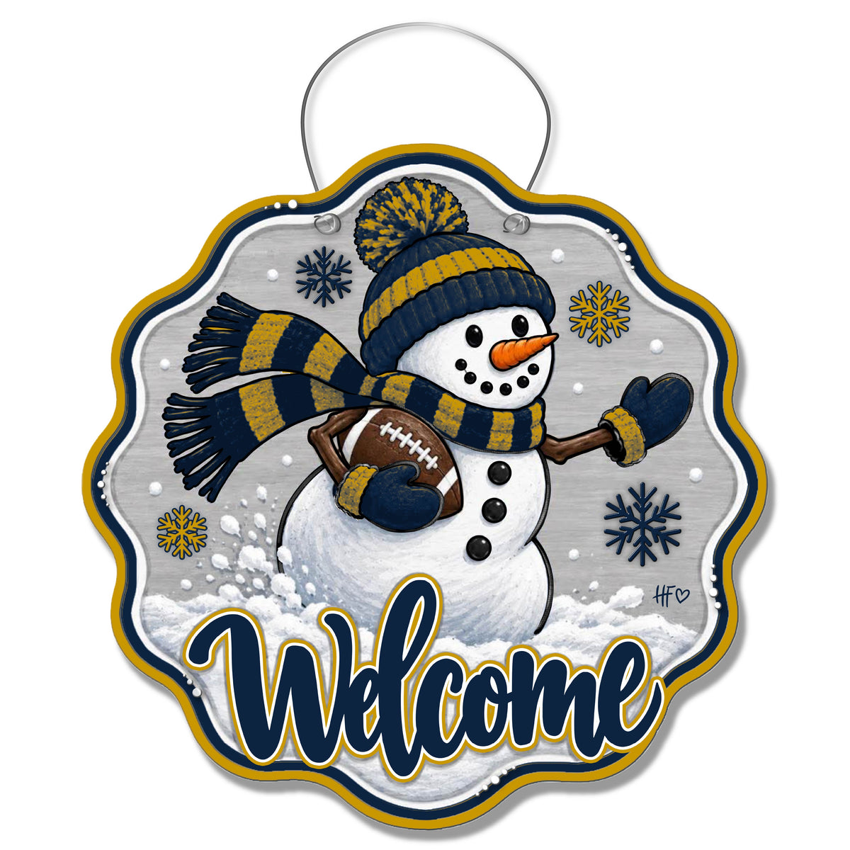ND Snowman Football Door Hanger