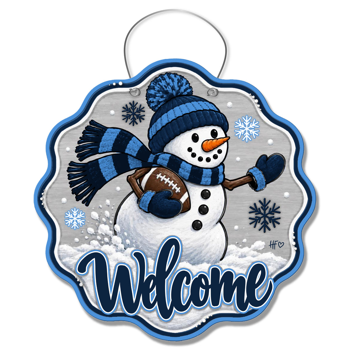 TEN Snowman Football Door Hanger
