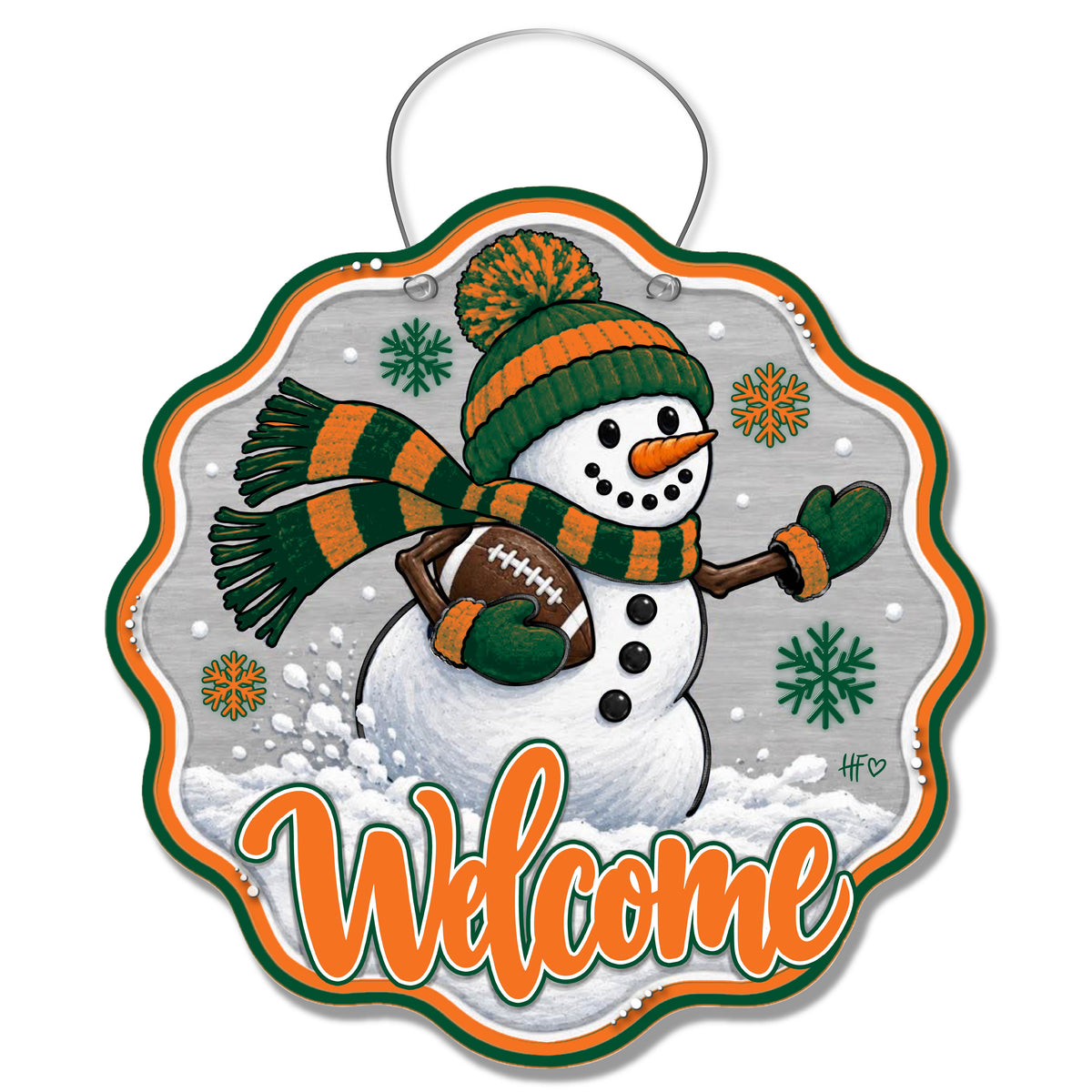 MIAM Snowman Football Door Hanger