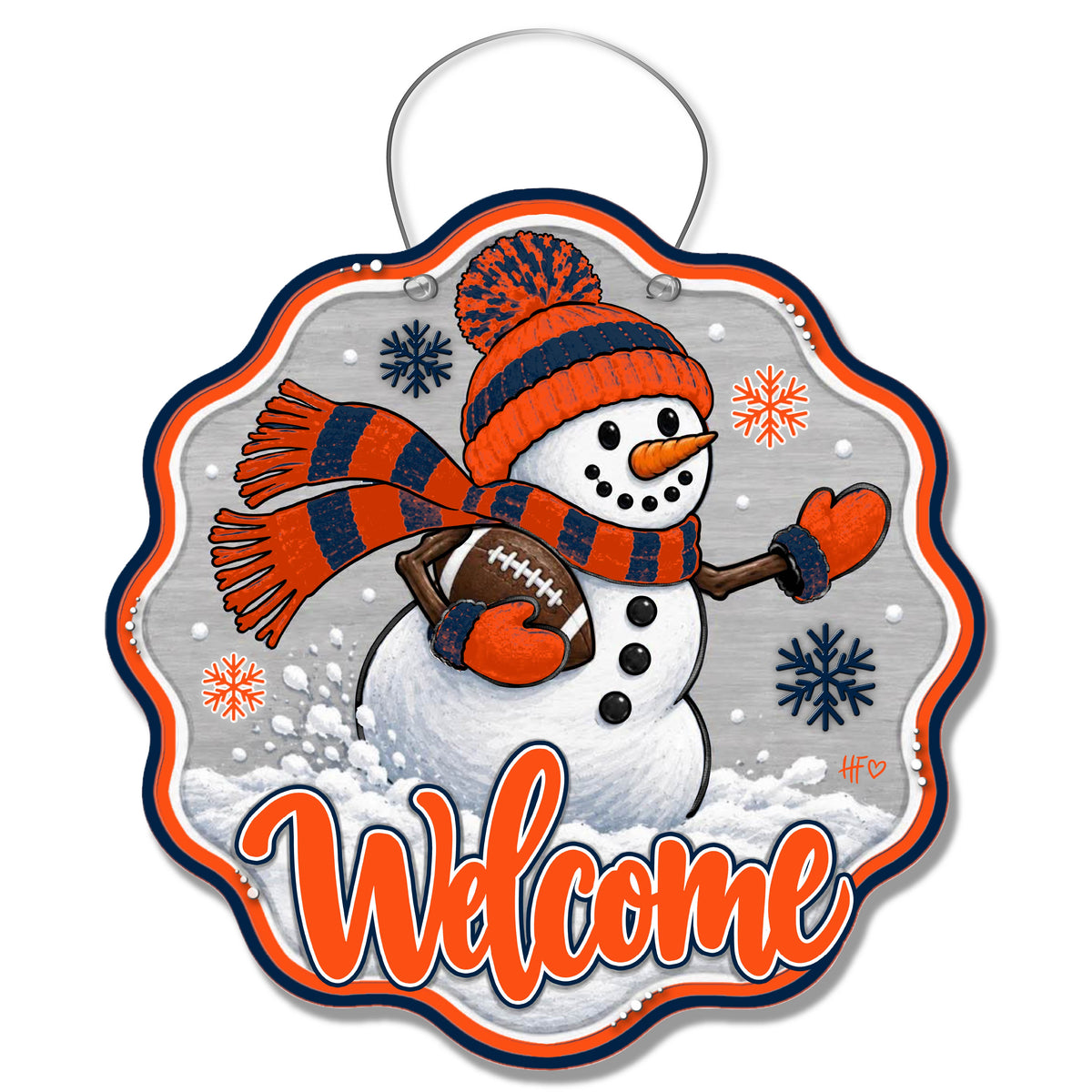 DEN Snowman Football Door Hanger