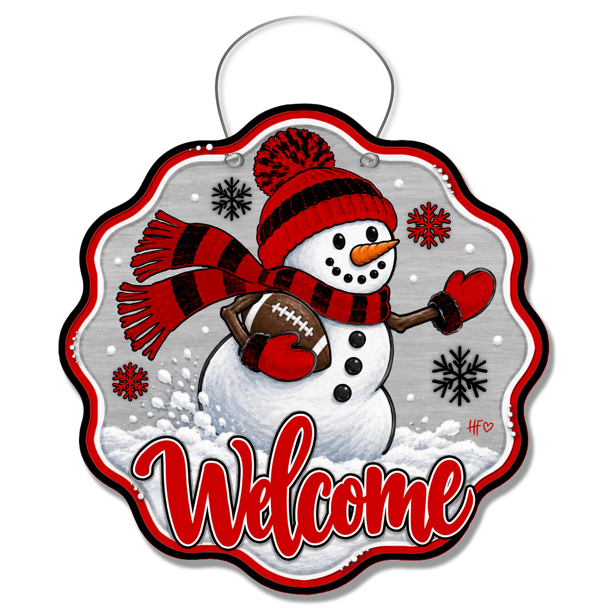 TTU Snowman Football Door Hanger