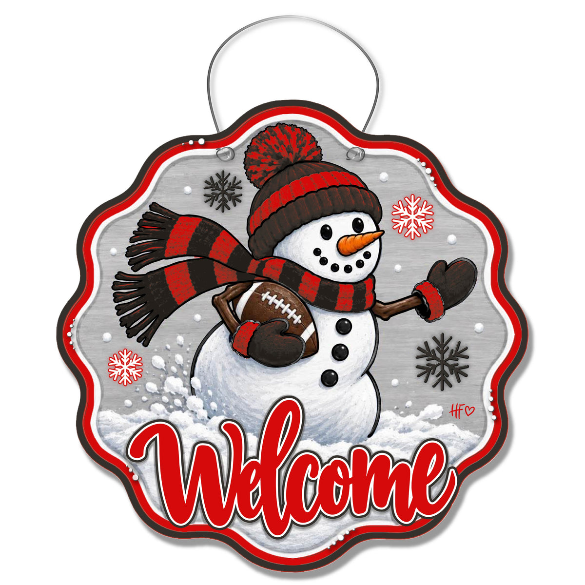 TB Snowman Football Door Hanger