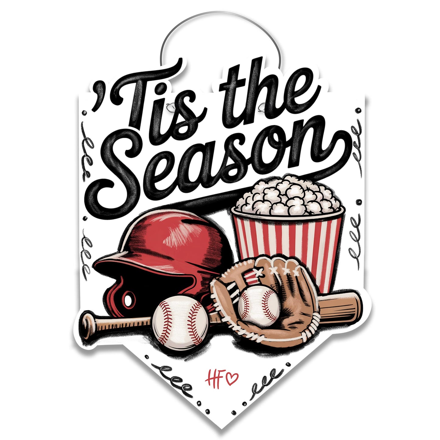 Tis the Season Baseball Door Hanger