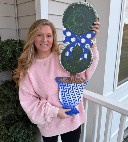 Blue Topiary Porch Planter Door Hanger