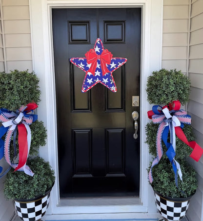 Patriotic Star with Bow Door Hanger