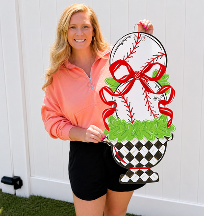Baseball Topiary Door Hanger