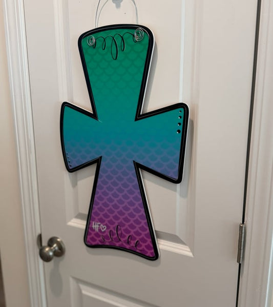 Mermaid Print Cross Door Hanger