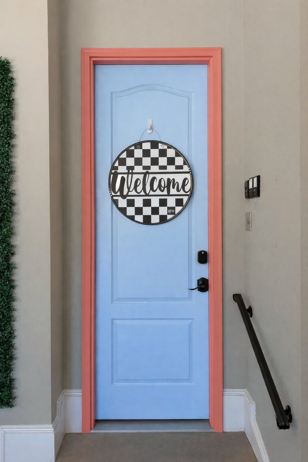 Checkerboard Welcome Door Hanger