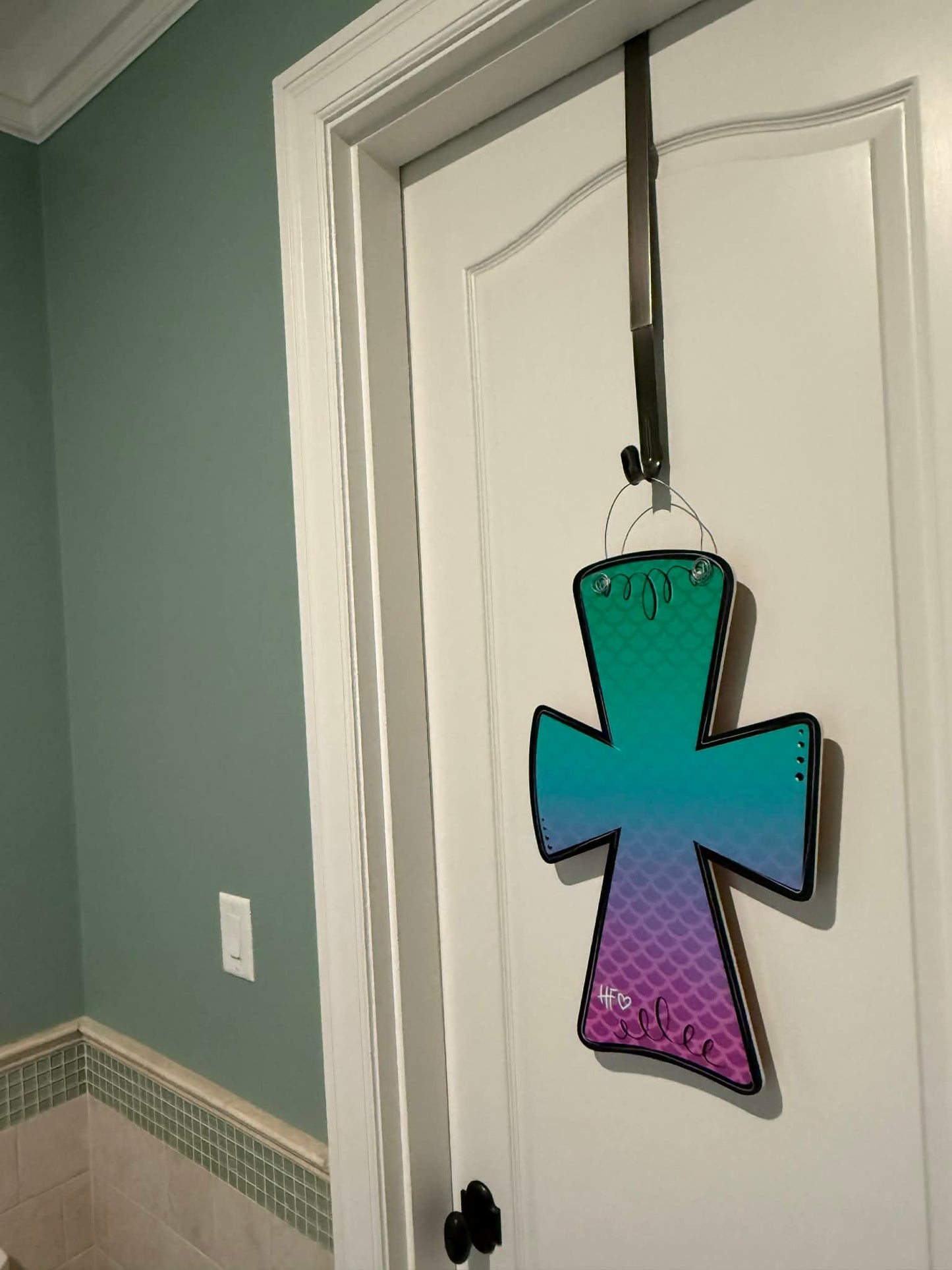 Mermaid Print Cross Door Hanger