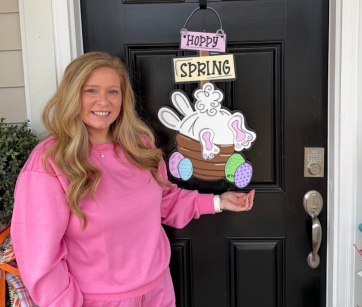 Hoppy Spring Easter Basket Door Hanger
