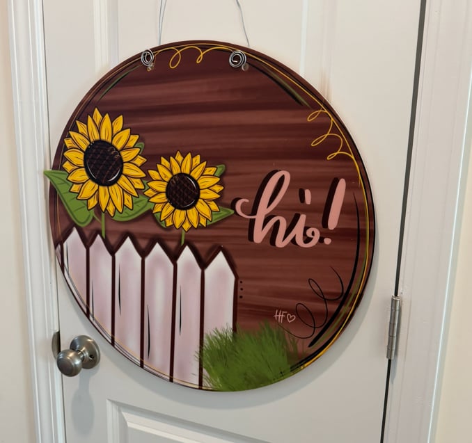 Sunflower Spring Fence Door Hanger